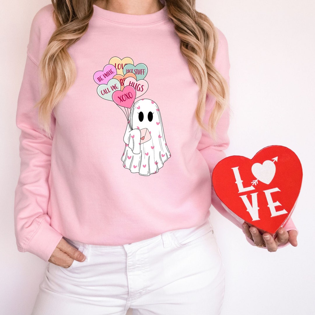 Ghost Conversation Hearts Sweatshirt, Ghost Valentines Day Shirt, Be My