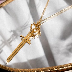 Once and Future King Necklace, Arthur Pendragon Sword and Crown, Knightcore, BBC Merlin, Arthurian Legend, Bookish Gifts, Jewelry Set