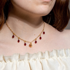 Pomegranet Necklace, Bead Drop Necklace, Bookish Gift, Romantic Jewelry, Bookish Jewelry, Dark Academia, Jewelry Set