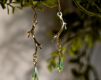 Prinzessin Mononoke Waldgeist Ohrringe, Gold Zweig Ohrringe