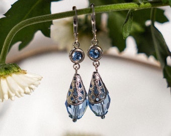Sophie Hatter Earrings: Blue Glass Dangle Earrings, Anime Cosplay