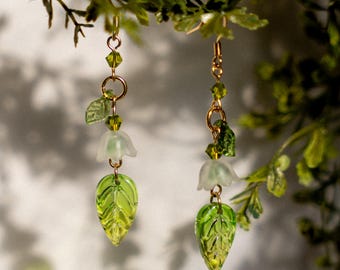 Totoro Inspirierte Perlen Blatt Ohrringe, Cottagecore Schmuck