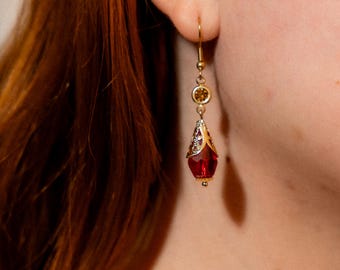 Calcifer Earrings: Gold Plated Howls Moving Castle Dangle Earrings