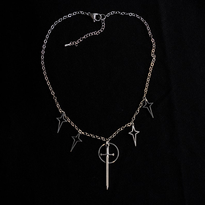 Celestial Elven Sword Necklace, Stainless Steel Chain Necklace, Knightcore Jewelry, Gothic Jewelry Set, Dark Academia, Bookish Gift necklace only