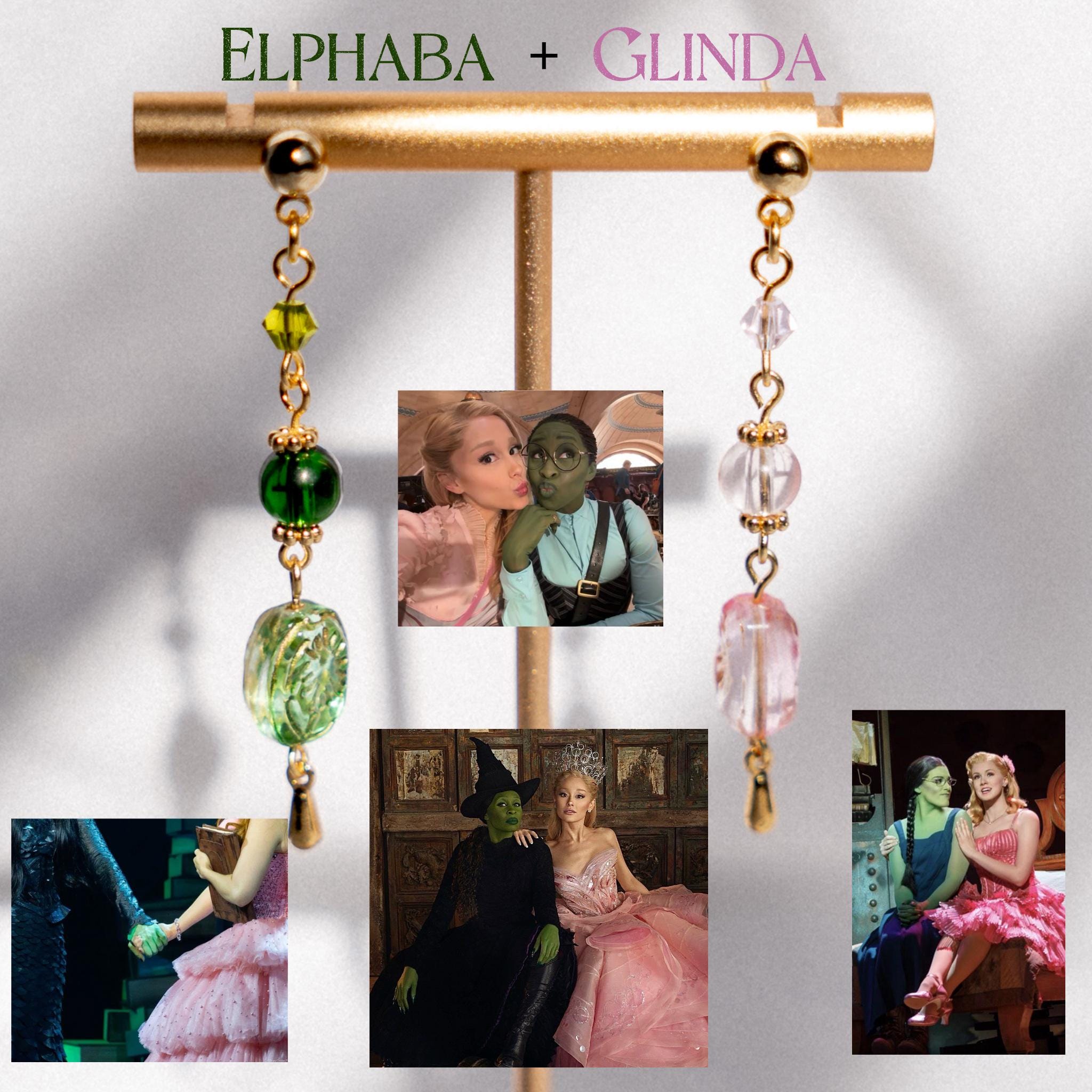 NWT 8 Other Reasons Wicked 3-Piece Hair Clip Earrings Bundle Elphaba Glinda Wicked - Glinda Earrings 3-piece Set | Elbenwald main image 3