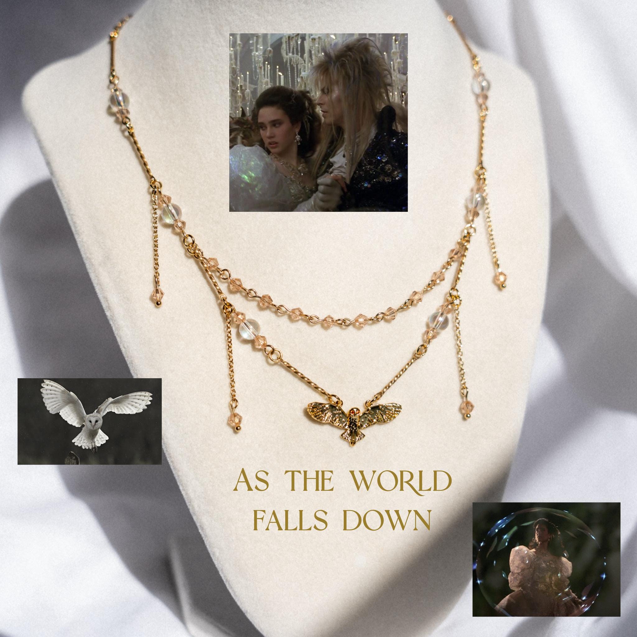 Labyrinth Owl Necklace: Gold Plated Fairycore Beaded Jewelry - Etsy