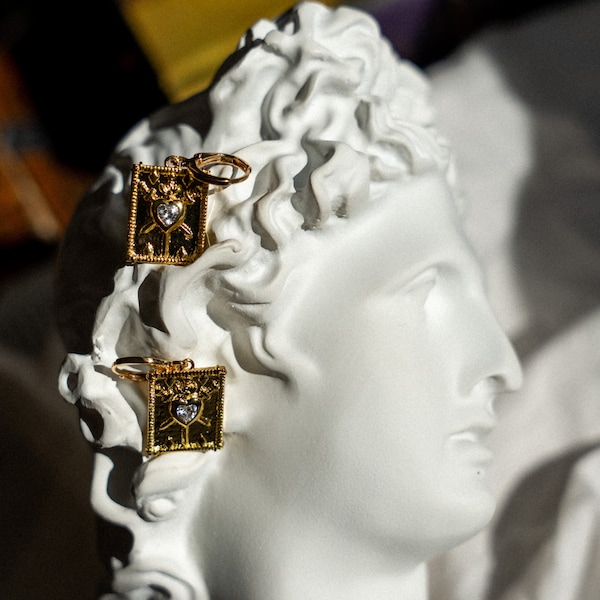 Pledge Your Heart Earrings: Gold Plated Knightcore Jewelry