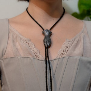 Clay Gauntlet Knight Bolo Tie, Western Y'allternative Necktie, Knightcore Accessories, Faux Leather