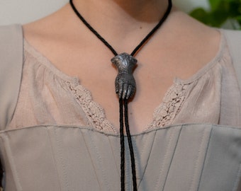 Clay Gauntlet Knight Bolo Tie, Western Y'allternative Necktie, Knightcore Accessories, Faux Leather