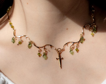 Woodland Realm Necklace: Fantasy Elf Dagger Jewelry, Knightcore Accessories