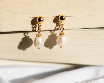Mrs. Darcy Dainty Pearl Drop Earrings: Regency Style, Jane Austen Jewelry