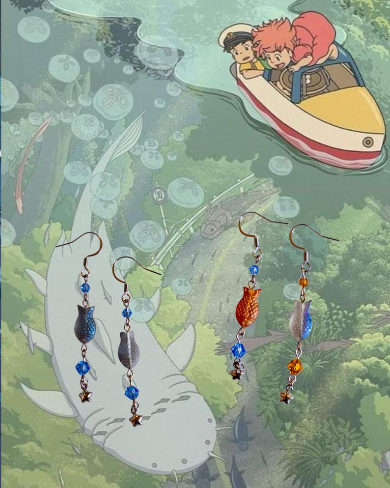 Ponyo Earrings: Ghibli-Inspired Fish Dangle Earrings image 4