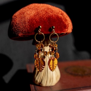 Autumn Charm Earrings, Goblincore Fall Jewelry, Beaded Dangle Earrings, Whimsigoth, Cottagecore, Over The Garden Wall