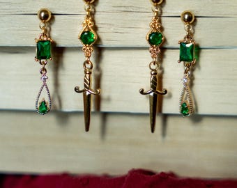 Drachenkönigin Ohrring Stack: Fantasy Schmuck - Rhaenyra & Alicent inspiriert Doppel Piercing Set