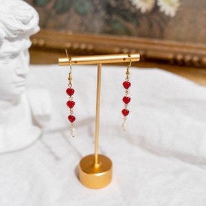 Juliet Earrings, Dainty Heart Dangle Earrings, Romantic Jewelry, Coquette Earrings, Real Pearls, Valentine's Day Gift image 7