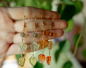 Pendientes de hada de las flores: pendientes colgantes de cuentas estilo cottagecore