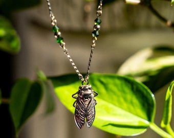 Cicada Necklace: Whimsigoth Beaded Jewelry