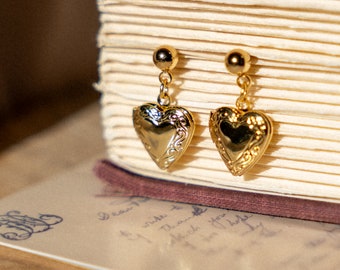 Heart Locket Jane Bennet Earrings, Jane Austen Jewelry, Book Inspired