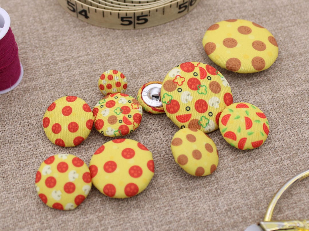 Pizza Party Fabric Buttons - Fun and Cheesy Pizza Lover Button ...