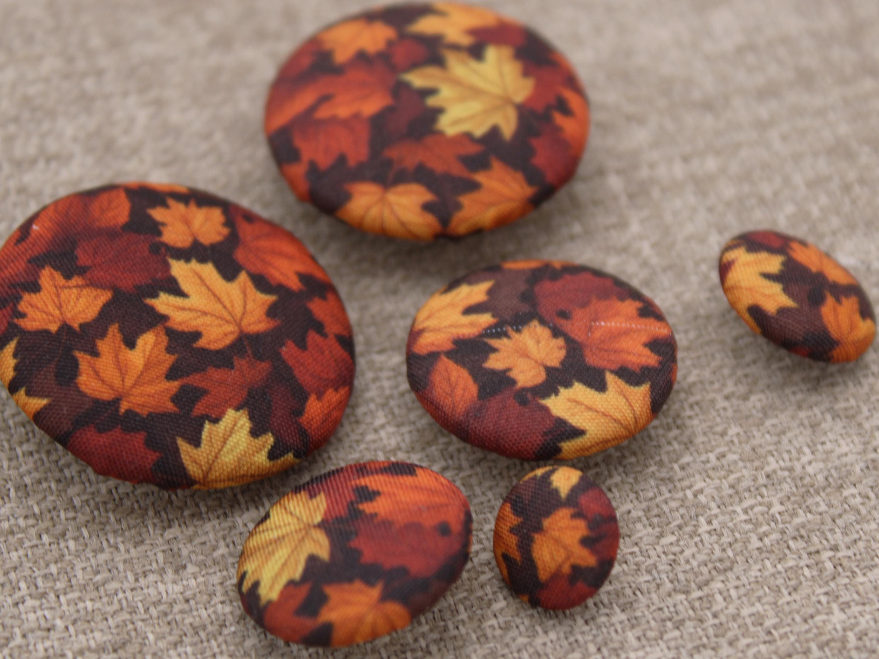 Autumn Leaves Buttons - Fall Pattern Buttons | Burnt Orange and Yellow ...