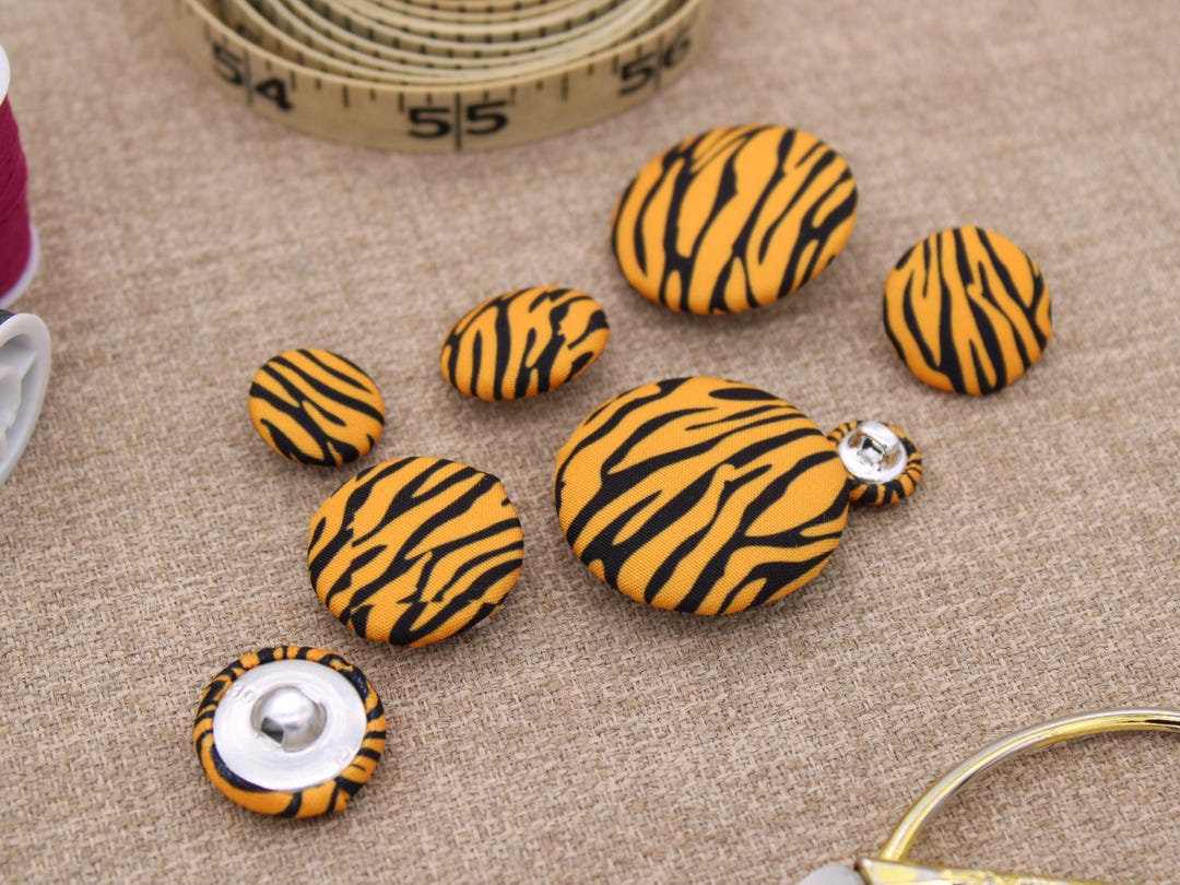 Tiger Shell Button Tiger Stripe Patterned Buttons - Orange Tiger Animal Print Fabric ...