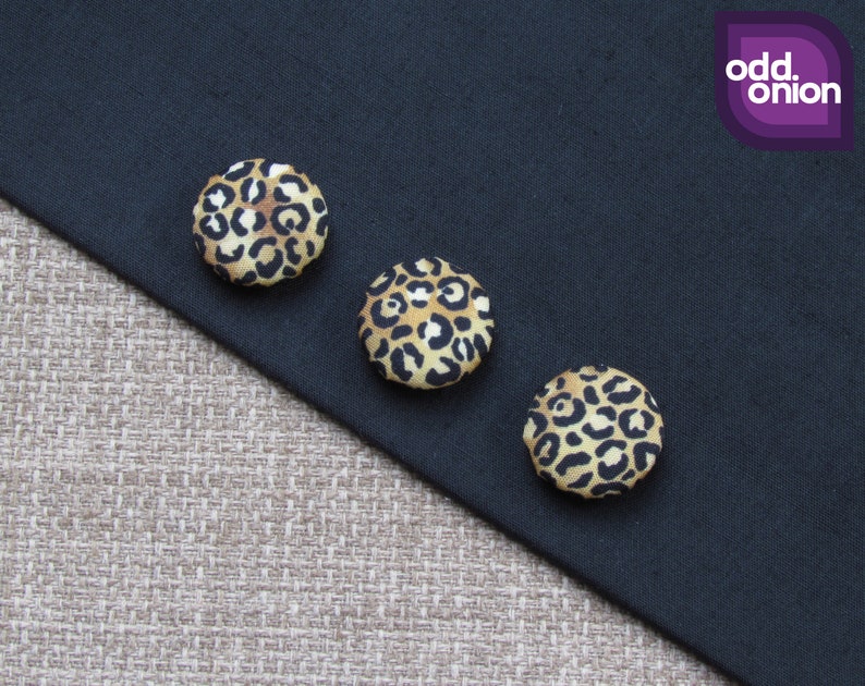 Leopard Print Patterned Buttons - Golden Brown and Black Animal Print ...