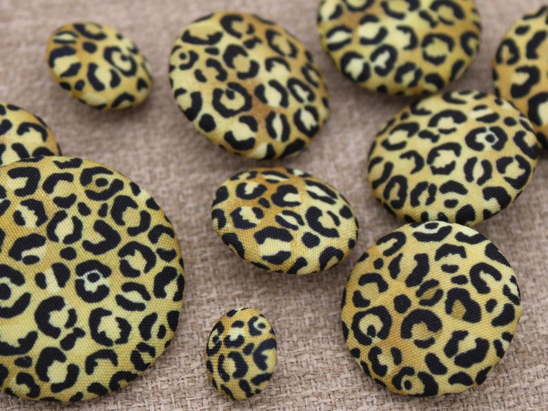 Leopard Print Patterned Buttons - Golden Brown and Black Animal Print ...