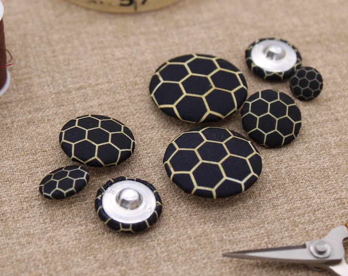Black Honeycomb Fabric Buttons - Bold & Geometric | Black and Beige ...