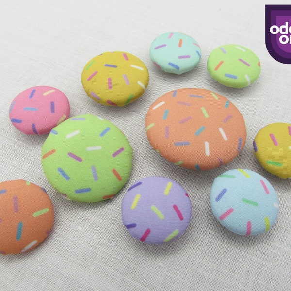 Cake Sprinkle Buttons - Bright Colourful Buttons | Pastel Colors | Hundreds & Thousands | Fabric Covered Button | 18mm 22mm 24mm 30mm