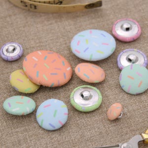 Cake Sprinkle Buttons - Bright Colourful Buttons | Pastel Colors | Hundreds & Thousands | Fabric Covered Button | 10mm 14mm 18mm 22mm 28mm