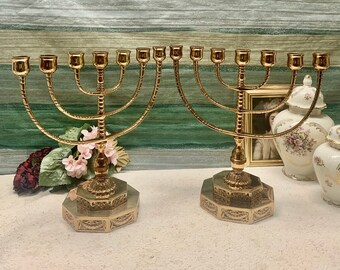 Brass menorah candlesticks.Pair of 2