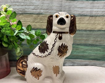 Antike Staffordshire Hundefigur: Porzellan Spaniel, 28 cm hoch, frühes 20.Jh.