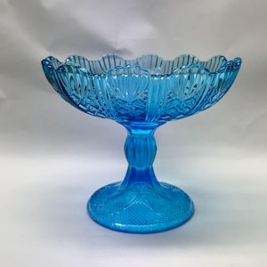 Vintage Blue Glass Bowl –Mid-Century Ząbkowice Poland Glassware – Collectible Decorative Bowl
