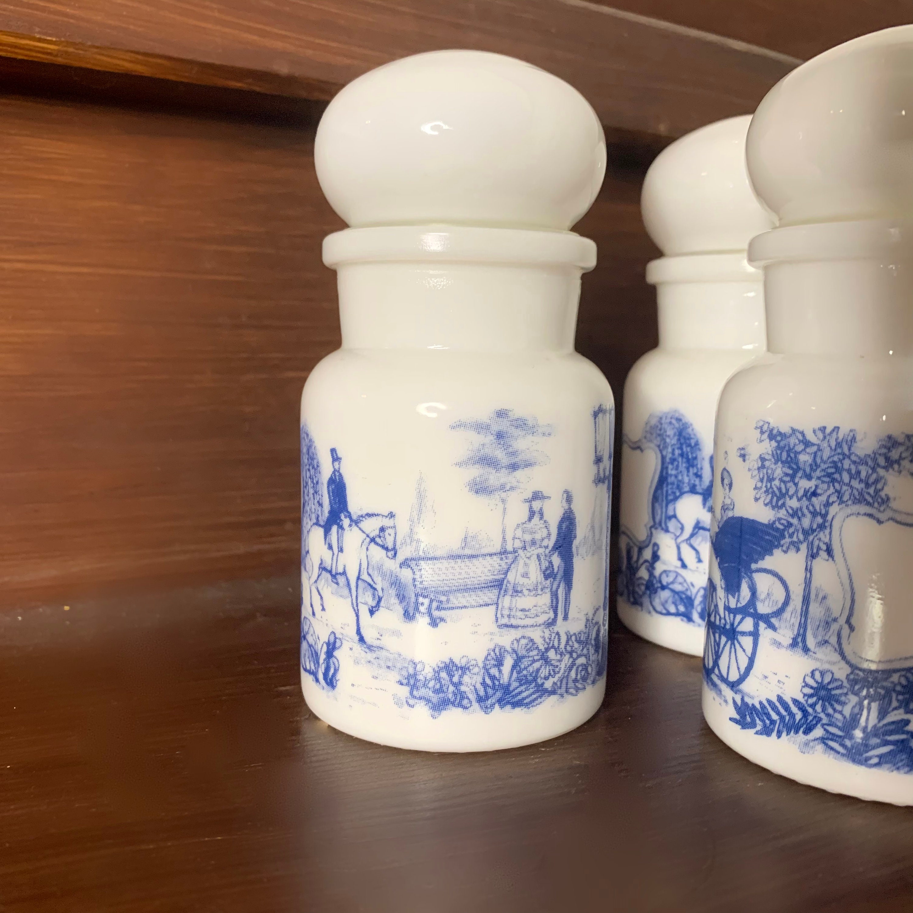 Set of 5 Vintage Milk Glass Spice Jars Etsy
