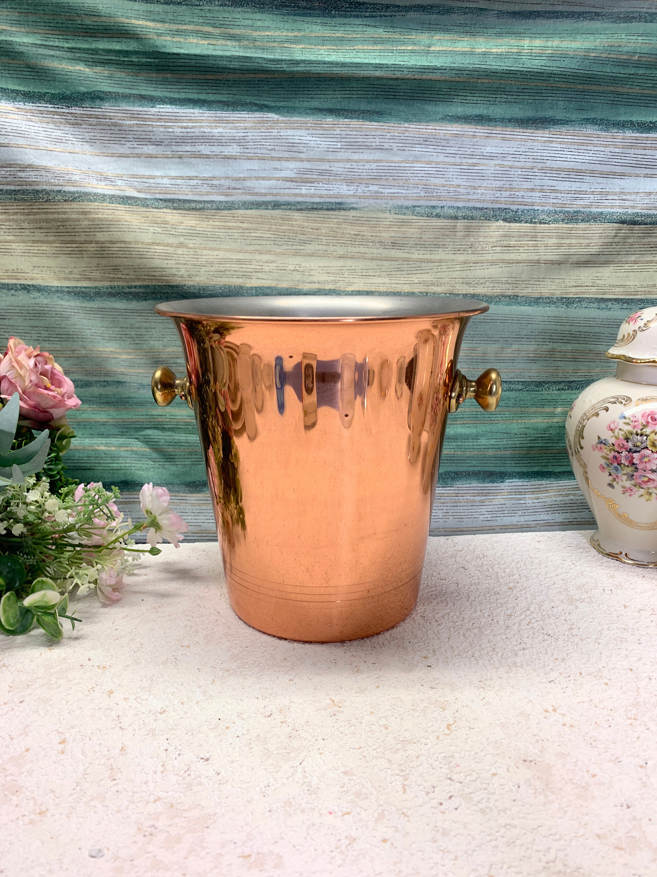 Swedis Vintage Copper Champagne Bucket / Cooler With Metal Etsy
