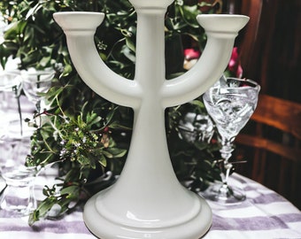 Vintage white porcelain Swedish  candelabra, candle holder-swedish vintage