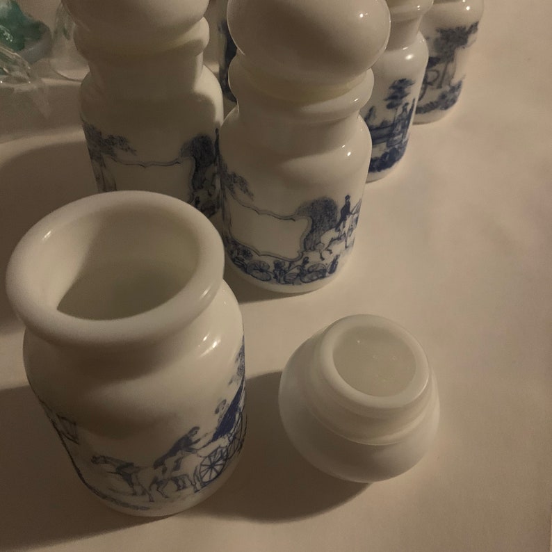 Set of 5 Vintage Milk Glass Spice Jars Etsy
