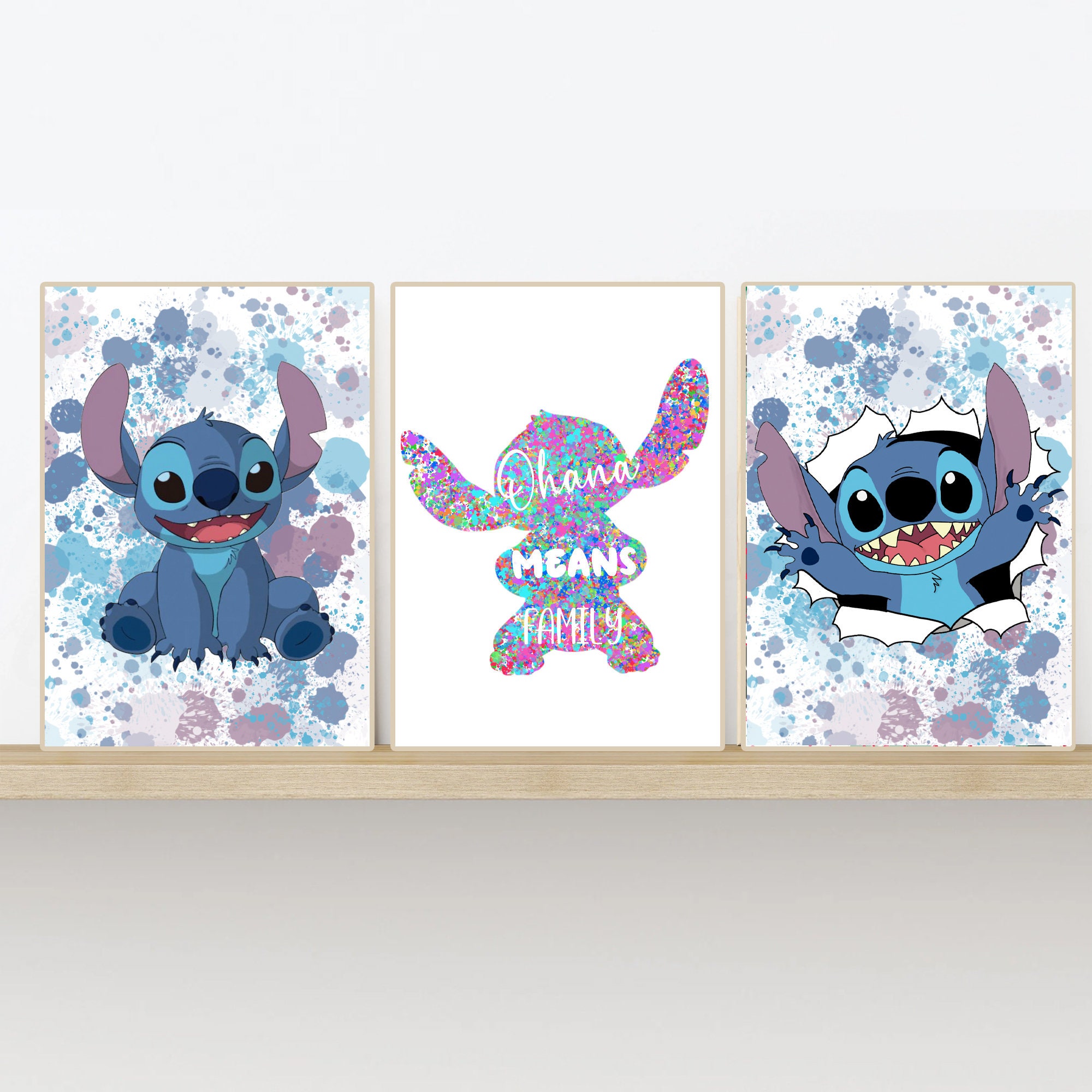 STITCH Print Lilo and Stitch Disney Watercolor Art Poster Love Quote Wall  Decor Home Decor Nursery Art Children Kids Room Family Gifts A328 