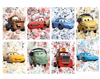 Disney's Cars Colour Splash Sets of Prints, Lightening McQueen Prints, In Sizes 5x7, A4, A3 & Digital Download Available