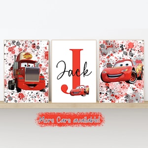 Disney's Cars Colour Splash Sets of Prints, Lightening McQueen Prints, In Sizes 5x7, A4, A3 & Digital Download Available