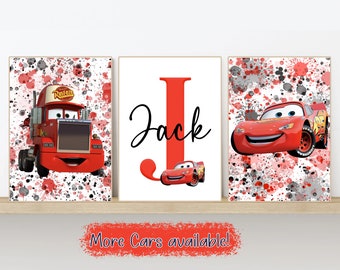 Disney's Cars Colour Splash Sets of Prints, Lightening McQueen Prints, In Sizes 5x7, A4, A3 & Digital Download Available