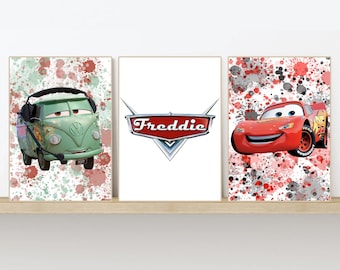 Disney's Cars Colour Splash Sets of Prints, Lightening McQueen Prints, In Sizes 5x7, A4, A3 & Digital Download Available