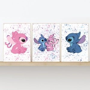 Stitch Paint Splash Prints Custom Name Print, Sizes 5x7, A4, A3 & Digital Download Available