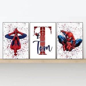 The Amazing Spider Man Set of 3 Prints - Customisable Name with Web effect - 4 Designs to Choose From - Sizes 5x7, A4, A3 & Digital Download