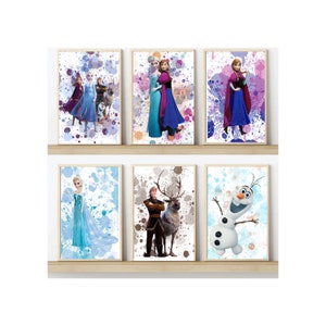 Disney Frozen Inspired Set of 3 or 6 Prints - 5x7, A4, A3 & Digital Download Available, Children's Prints