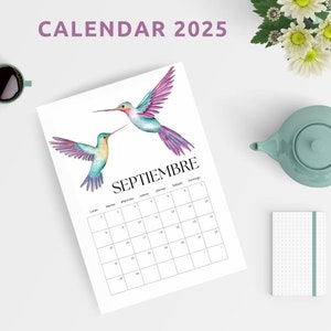 2025 calendar, calendar, watercolor calendar, monthly calendar, printable calendar, vertical calendar, naturist calendar