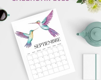 2025 calendar, calendar, watercolor calendar, monthly calendar, printable calendar, vertical calendar, naturist calendar