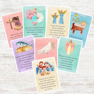 Cartes de prière pour enfants, prières catholiques, prières pour enfants, cartes imprimables, courtes prières, cadeaux religieux.