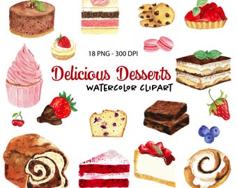 Desserts clipart, watercolor clipart, clip art, desserts, clipart, dessert clipart, dessert images, watercolor desserts