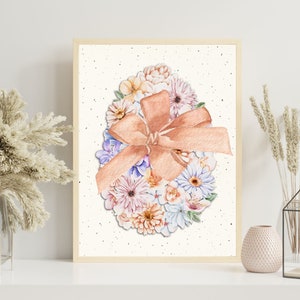 Spring Wall Art | Floral Easter Egg | Instant Download | Spring Print |  Easter Wall Art | Spring Decor | Spring Floral Art | Spring Flowers